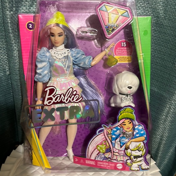 Barbie Toys Barbie Extra Doll 2 In Shimmery Look With Pet Puppy